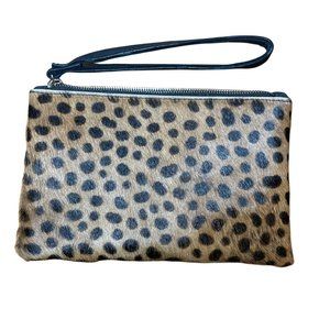 Saudara The Label Leopard Print Clutch Wristlet Purse Zip Closure Hand Purse